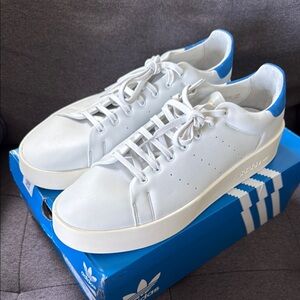 Adidas Men's Stan Smith Relasted Sneakers in Crystal White/Bluebird